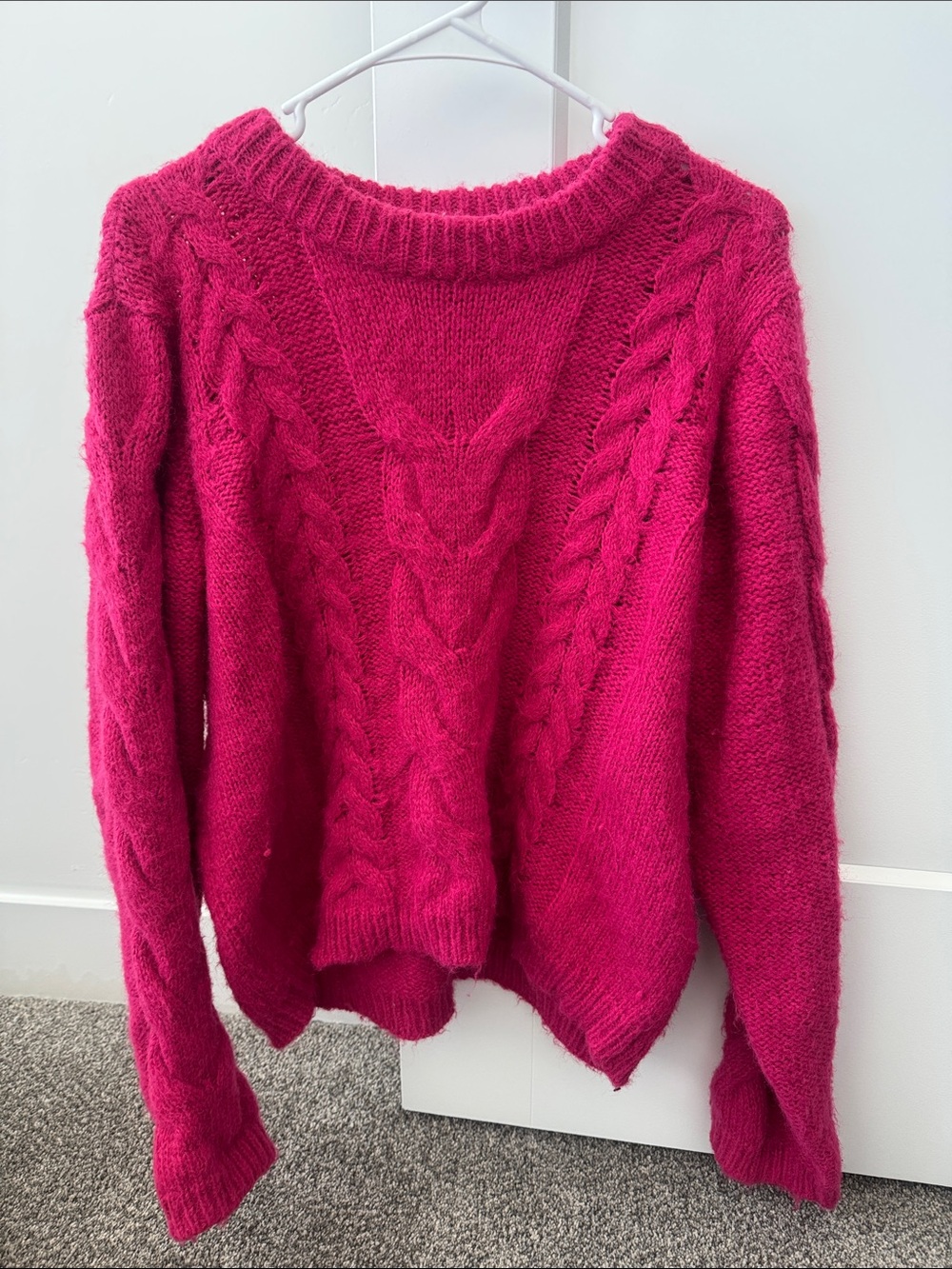 Vero Moda Bright Fuchsia Cable Knit Sweater